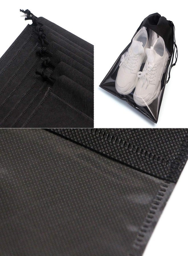 TENABORT 24 Pack Portable Shoe Bags for Travel Large Shoes Pouch Storage Organizer Clear Window with Drawstring for Men and Women Black - Image 5